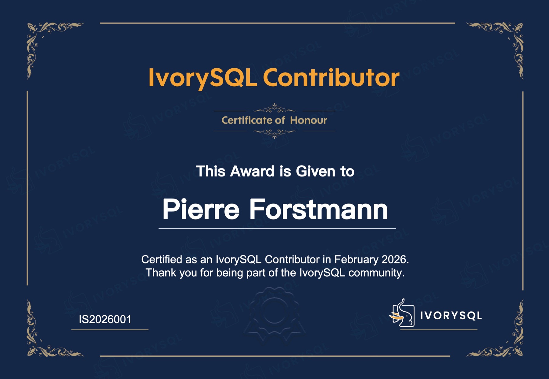 Sample 2026 certificate